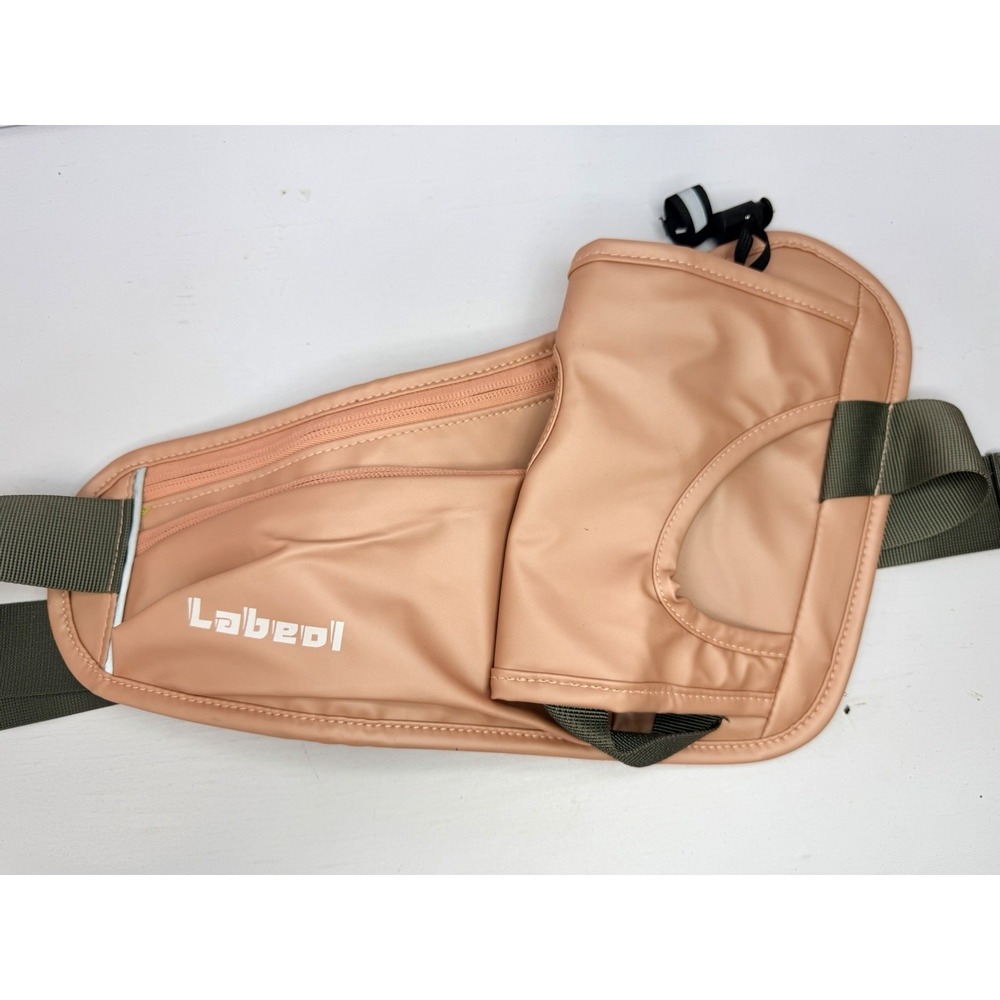 Labeol Running Belt with Water Bottles, Adjustable 2 Zipper Pockets Pink